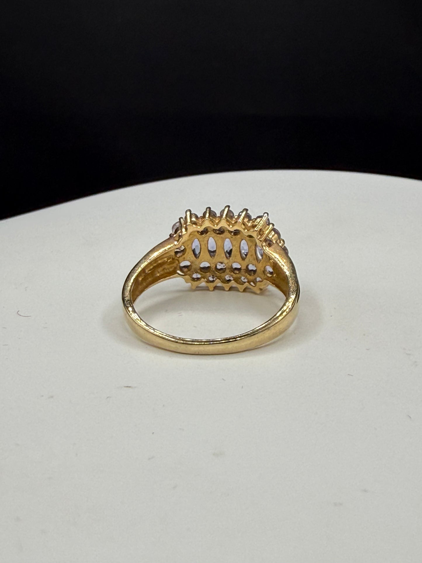 1.68 Carat Natural Tanzanite Cluster Cocktail 14k Yellow Gold Ring | Size 10