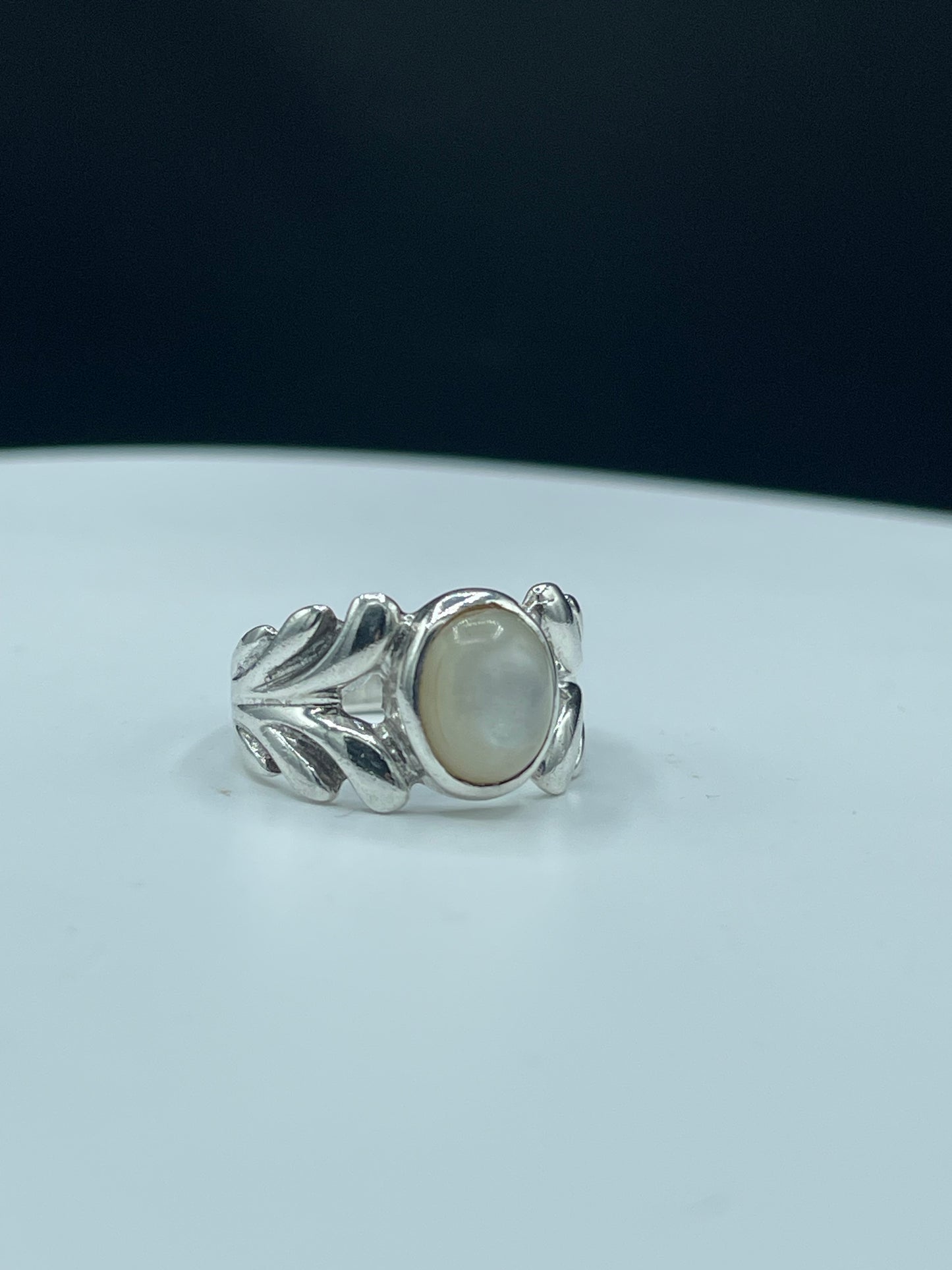 Natural Mother Of Pearl Sterling Silver Ring (Size 8)