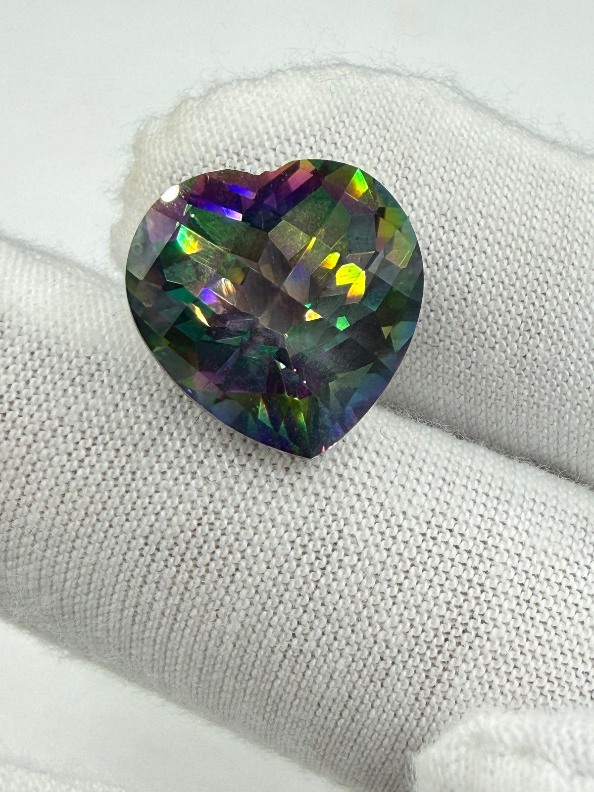 16.10 Carat Mystic Topaz Heart Checkerboard Cut Loose Gemstone | 15.2 x 15.03 x 11.10 MM