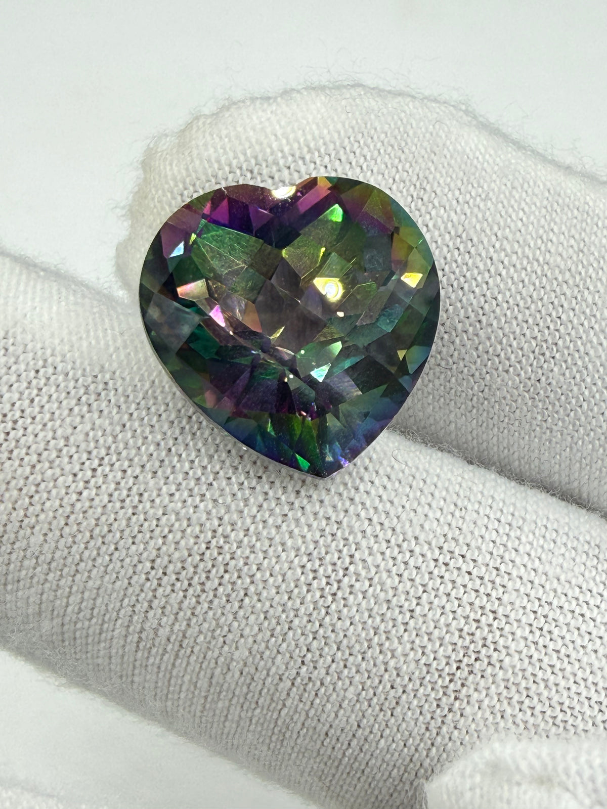 16.10 Carat Mystic Topaz Heart Checkerboard Cut Loose Gemstone | 15.2 x 15.03 x 11.10 MM