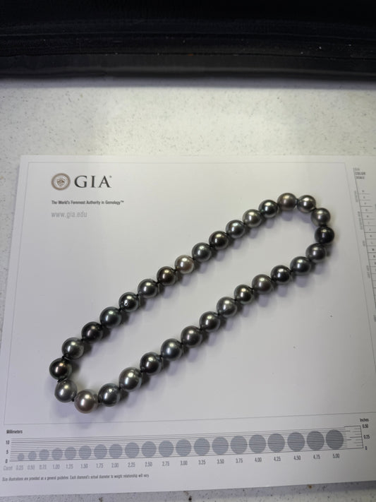 Natural Tahitian South Sea Pearl Necklace 17.5” – 13.5-14MM Lustrous Pearls – Rare Size & Invisible Screw Clasp