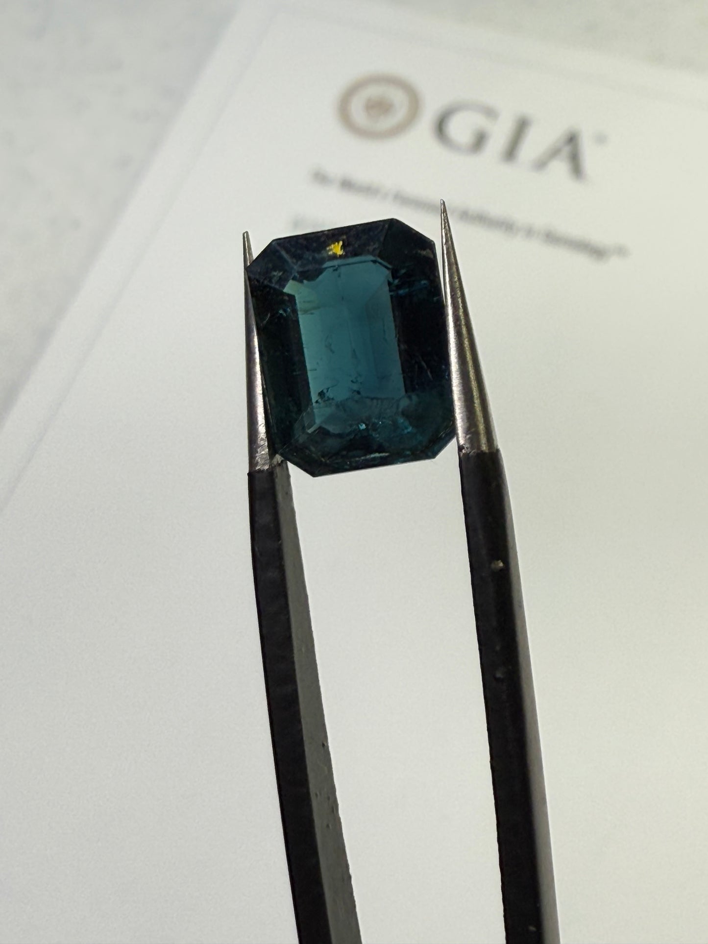 2.94 Carat Natural Indicolite Tourmaline Emerald Cut Loose Gemstone | Deep Teal Color | 9.8 x 7.7 MM