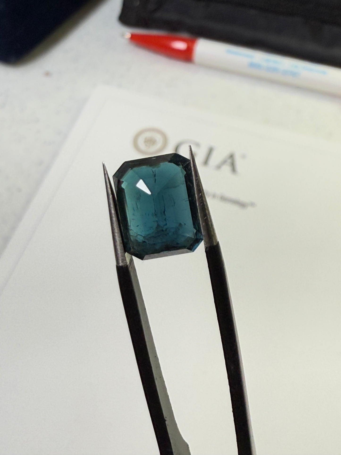 2.94 Carat Natural Indicolite Tourmaline Emerald Cut Loose Gemstone | Deep Teal Color | 9.8 x 7.7 MM
