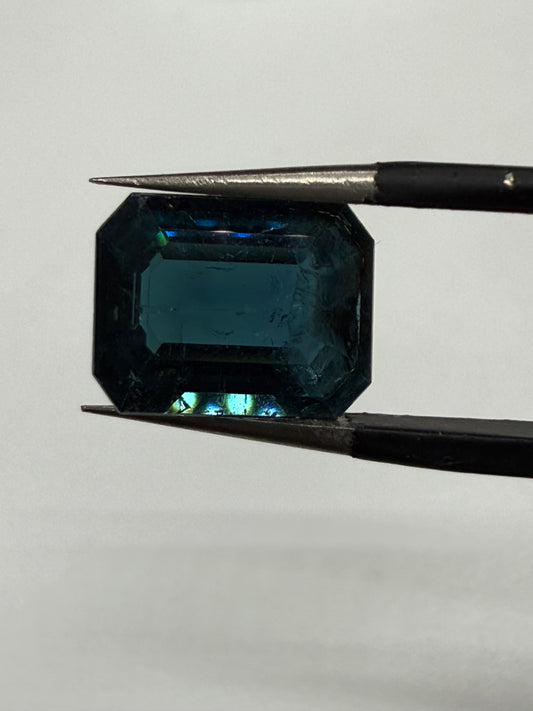 2.94 Carat Natural Indicolite Tourmaline Emerald Cut Loose Gemstone | Deep Teal Color | 9.8 x 7.7 MM