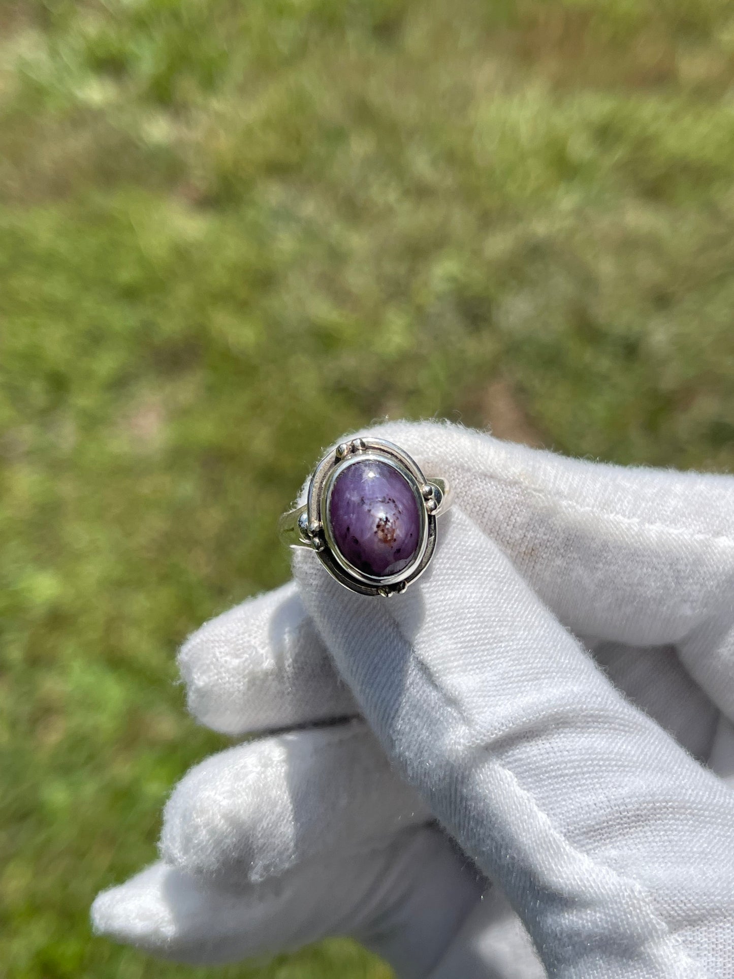 Natural Star Sapphire Sterling Silver Ring (Size 6.5)