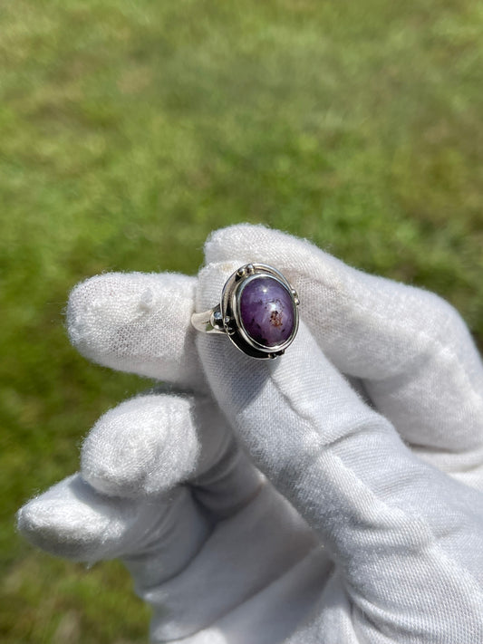 Natural Star Sapphire Sterling Silver Ring (Size 6.5)