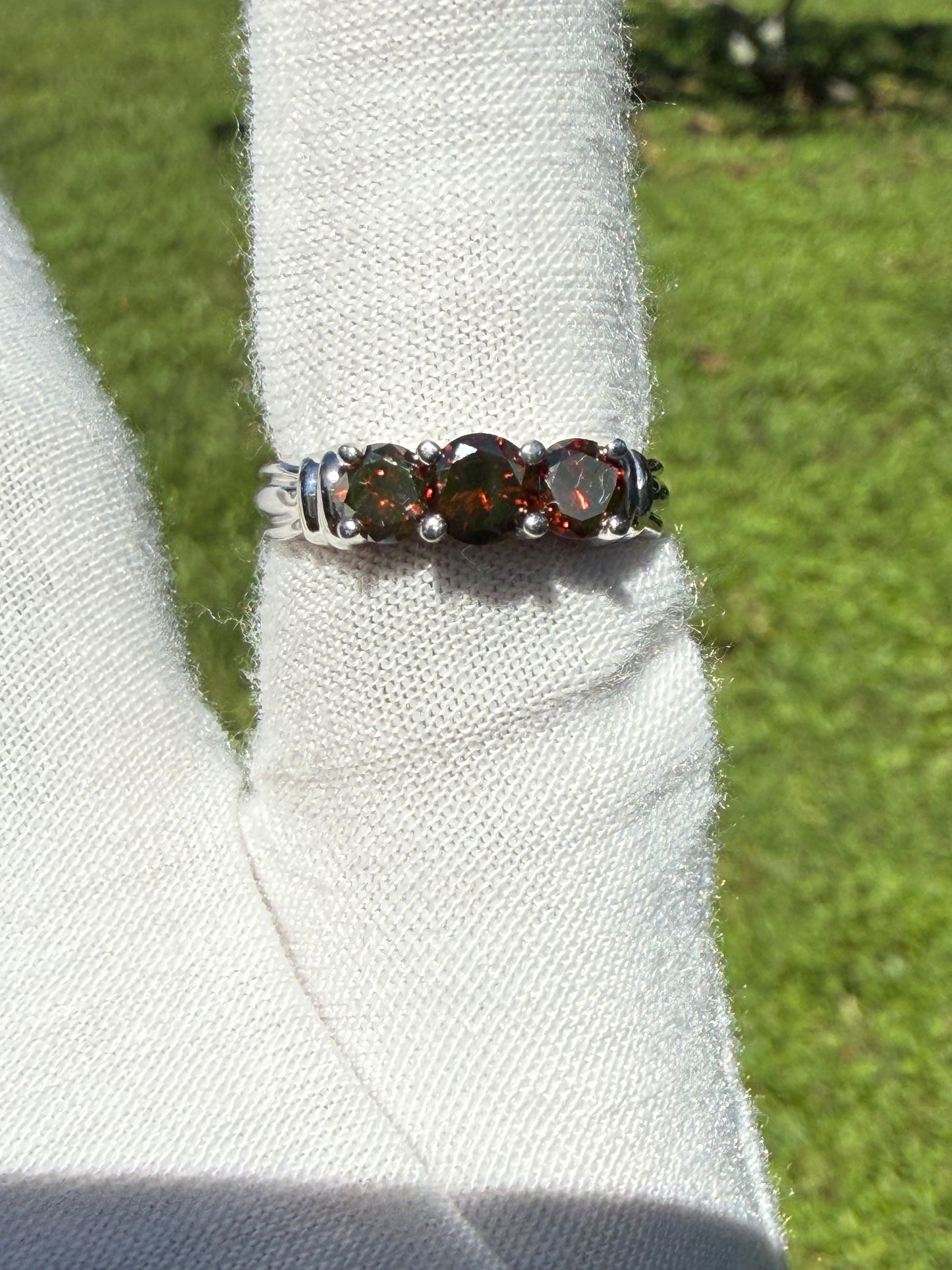 Vintage 1.00 Carat Natural Red Diamond 14k White Gold 3 Stone Ring | Size 7