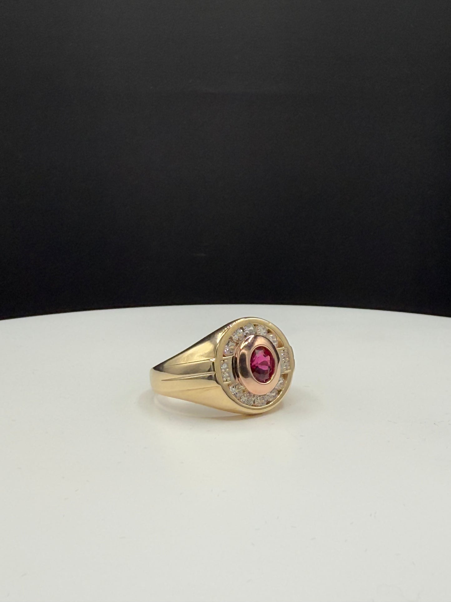 Natural Ruby & Diamond Men’s Ring - 14k Yellow Gold | 1.02ct Ruby + 0.85ct VS1-VS2 G Diamonds | Size 10