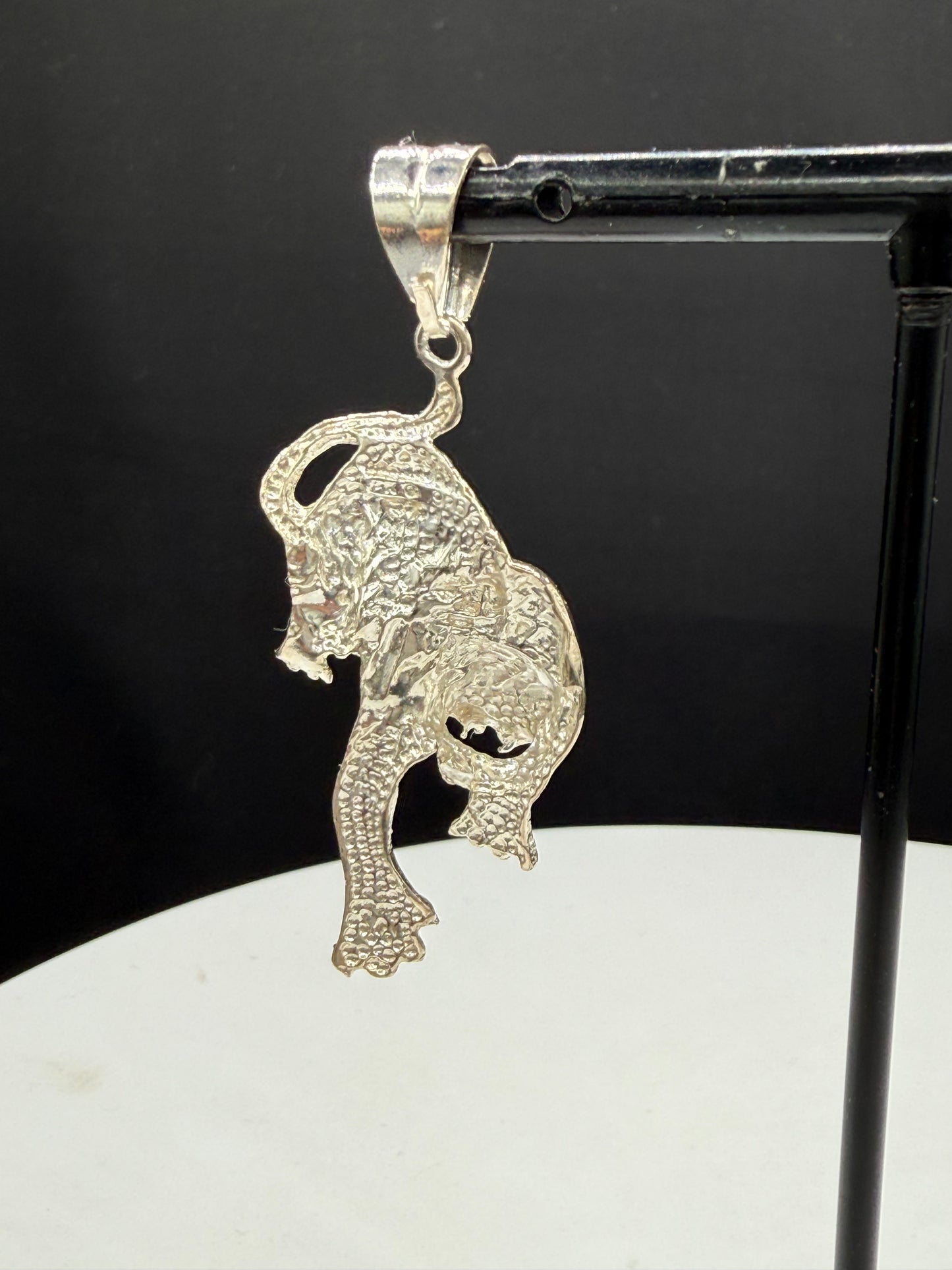 Solid 925 Sterling Silver Tiger Panther Pendant | 2.12 Inches | Diamond Cut Enhancer Bail