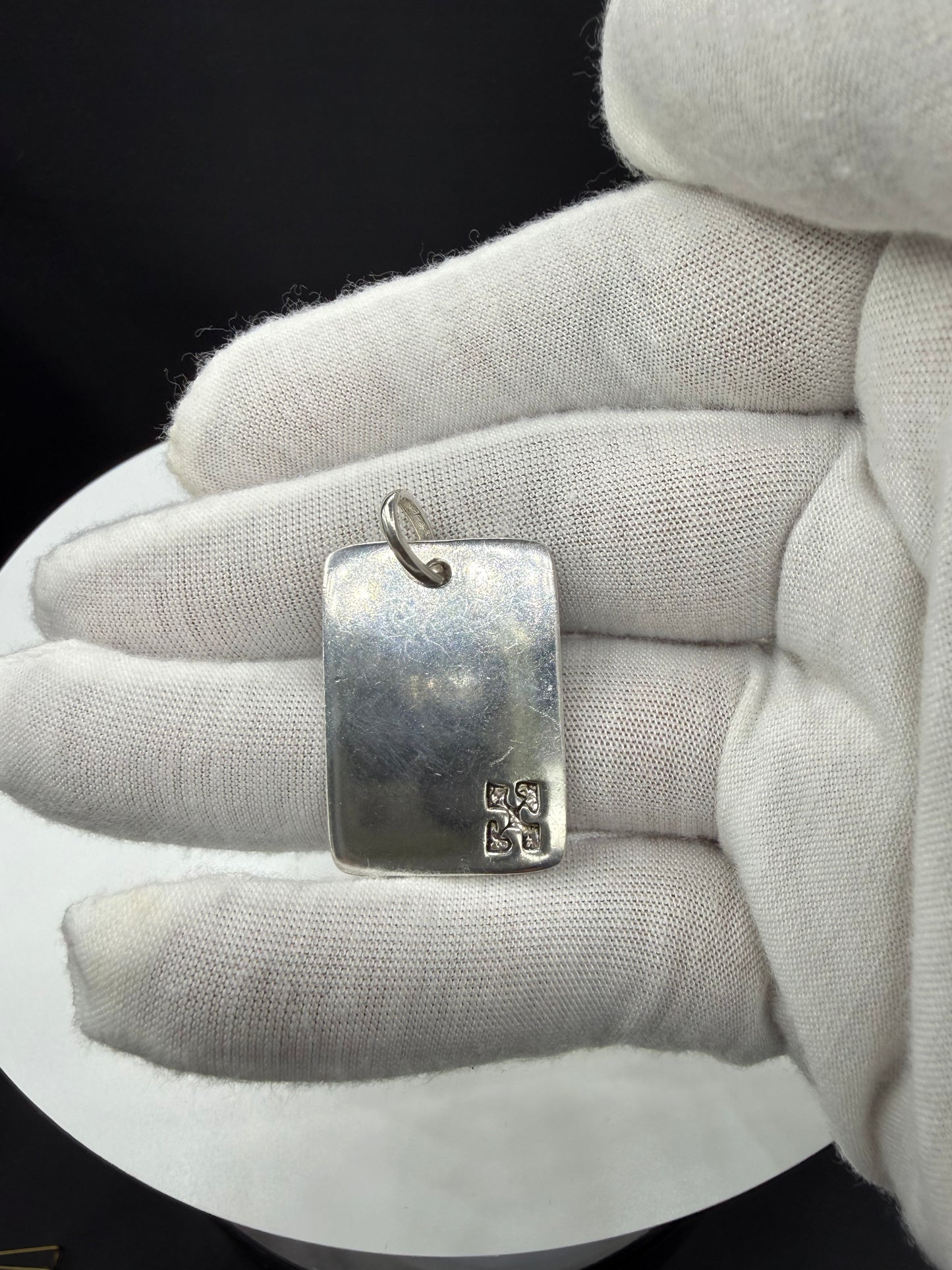 Solid 925 Sterling Silver Dog Tag Pendant | Heart Cross Emblem | 11.51g