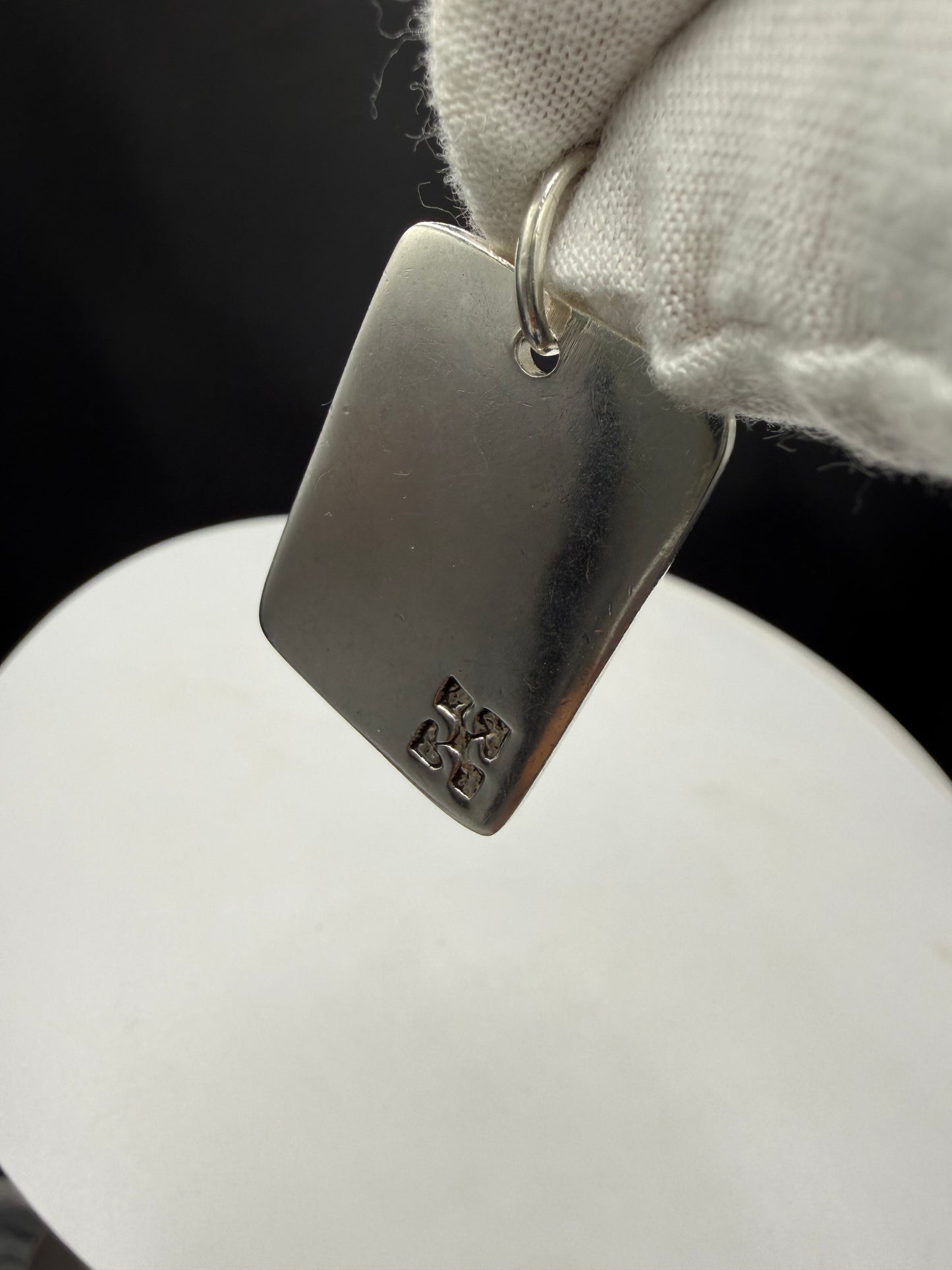 Solid 925 Sterling Silver Dog Tag Pendant | Heart Cross Emblem | 11.51g