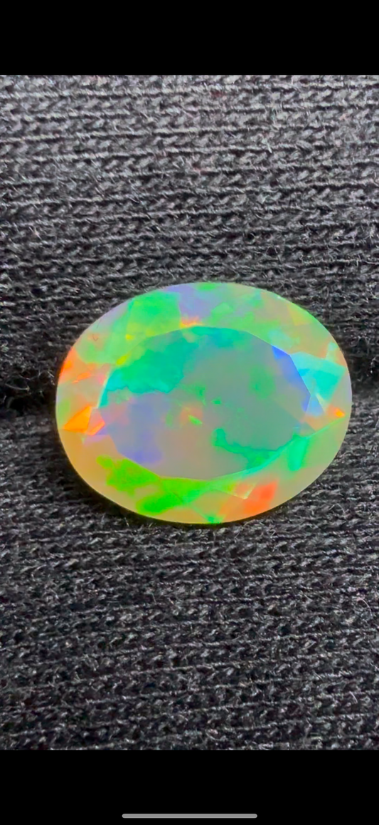 2.14 Carat Natural Ethiopian Faceted Opal Oval Cut Gemstone