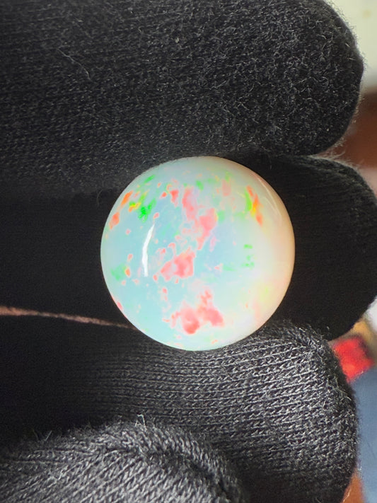 20.24 Carat Natural Ethiopian Opal Round Cabochon – Fiery Play-of-Color | 17.8 MM Loose Gemstone