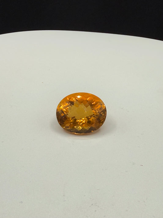 17.20 Carat Natural Madeira Citrine Oval Checkerboard Cut Loose Gemstone | 18.5x15.3x11.4 MM