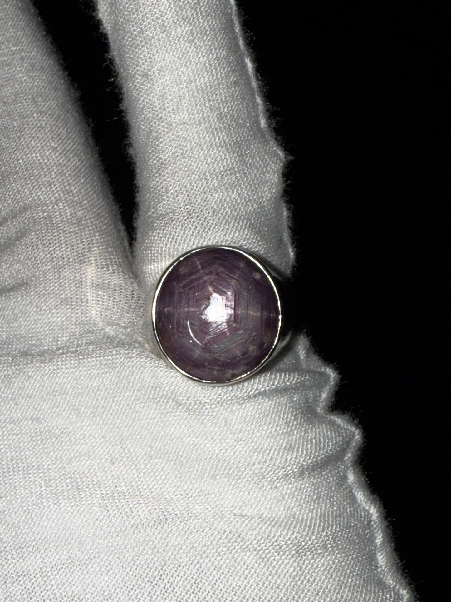 Natural Purple Star Sapphire Sterling Silver Ring – Handmade, Unisex, Size 7.25