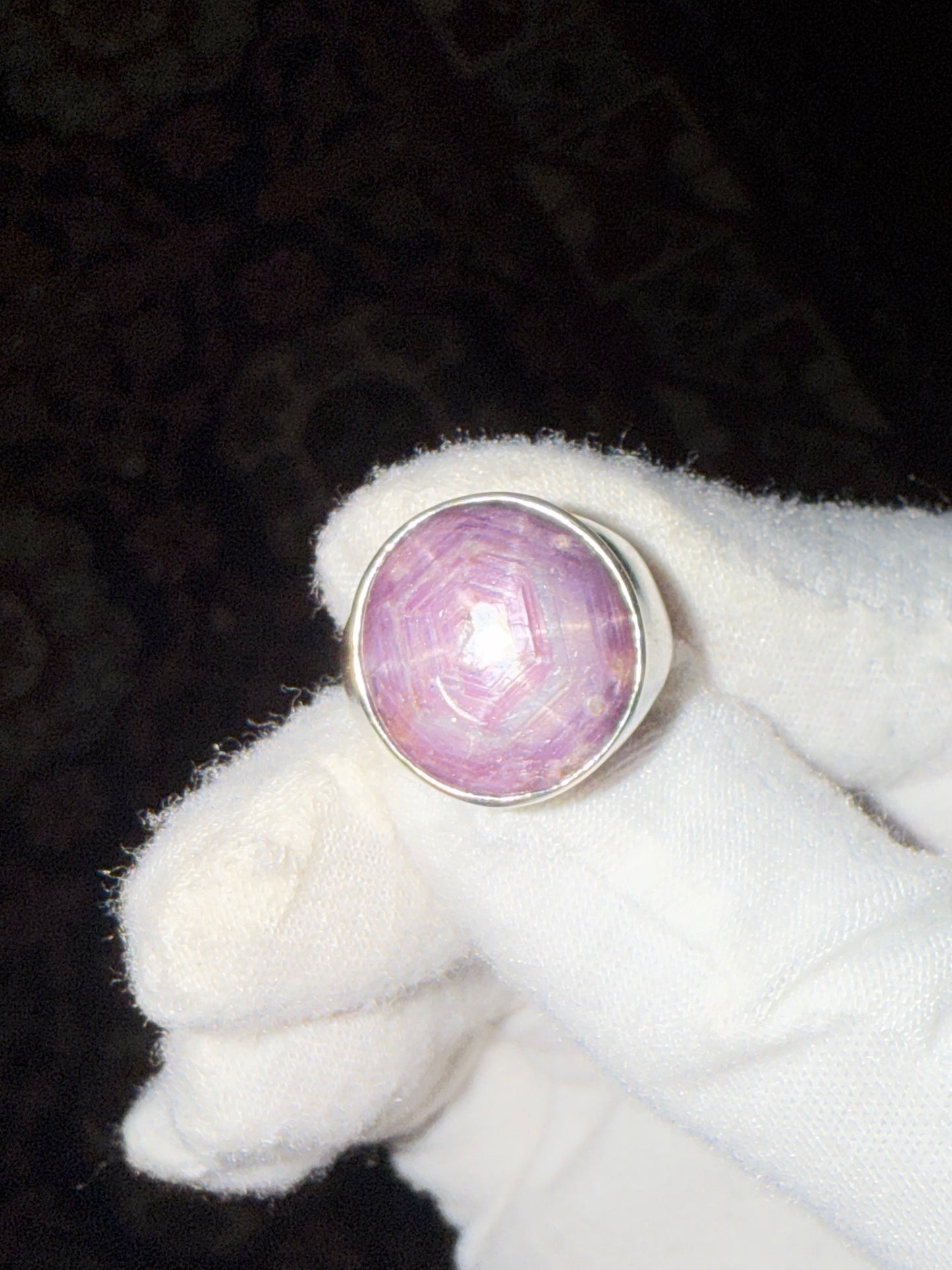Natural Purple Star Sapphire Sterling Silver Ring – Handmade, Unisex, Size 7.25