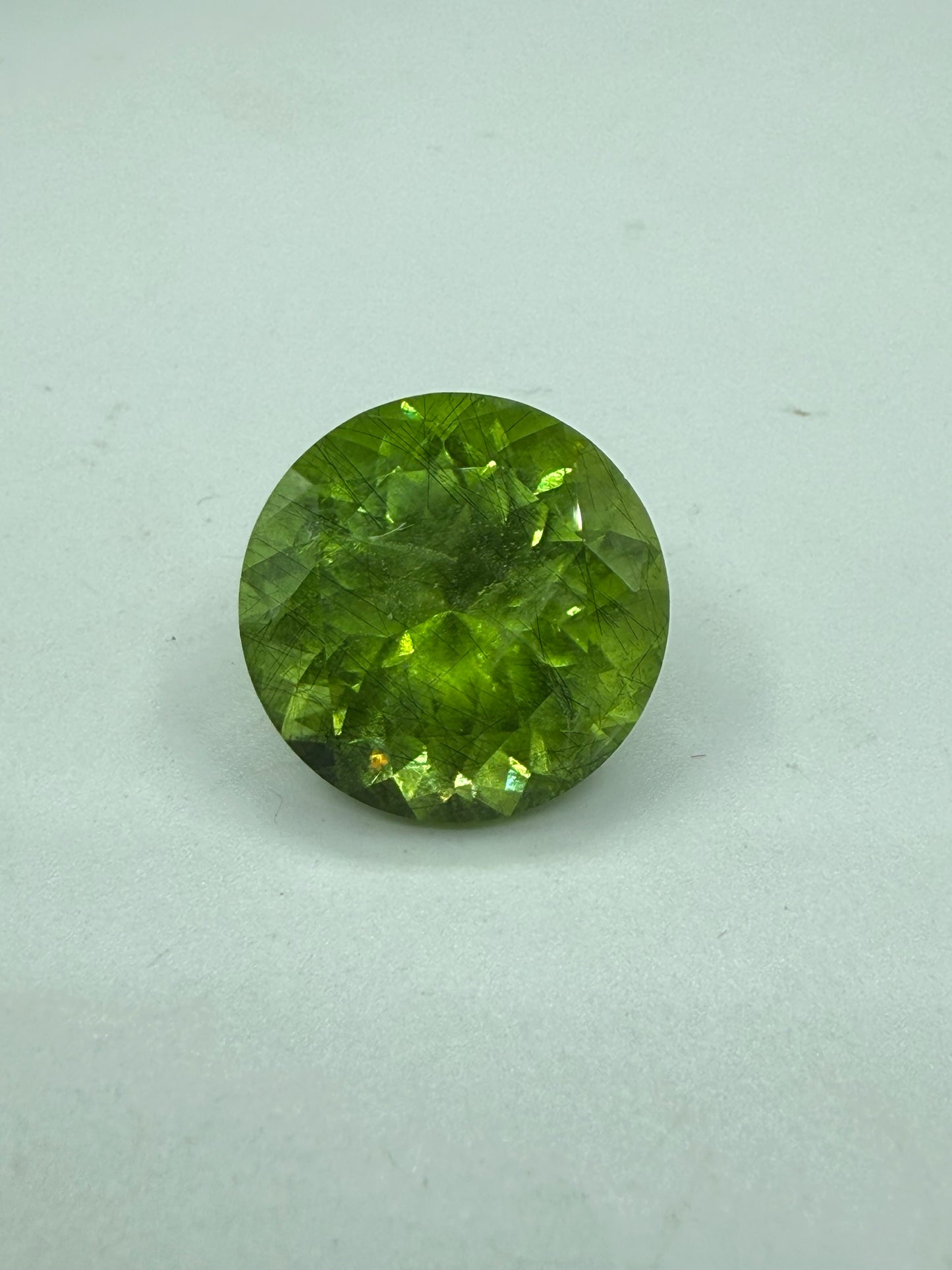 Natural 15.36 CT Ludwigite Peridot Round Cut Loose Gemstone | 16x16x10 MM | Rare Inclusions