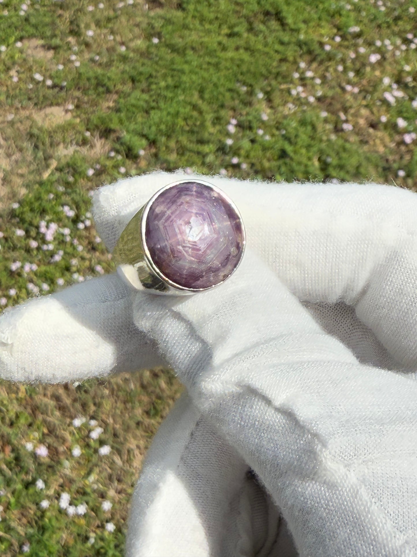Natural Purple Star Sapphire Sterling Silver Ring – Handmade, Unisex, Size 7.25