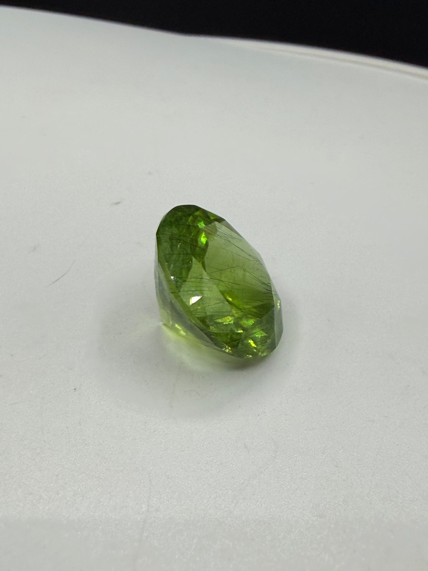 Natural 15.36 CT Ludwigite Peridot Round Cut Loose Gemstone | 16x16x10 MM | Rare Inclusions