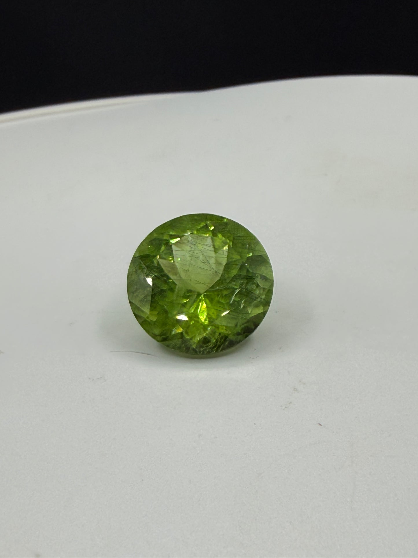 Natural 15.36 CT Ludwigite Peridot Round Cut Loose Gemstone | 16x16x10 MM | Rare Inclusions