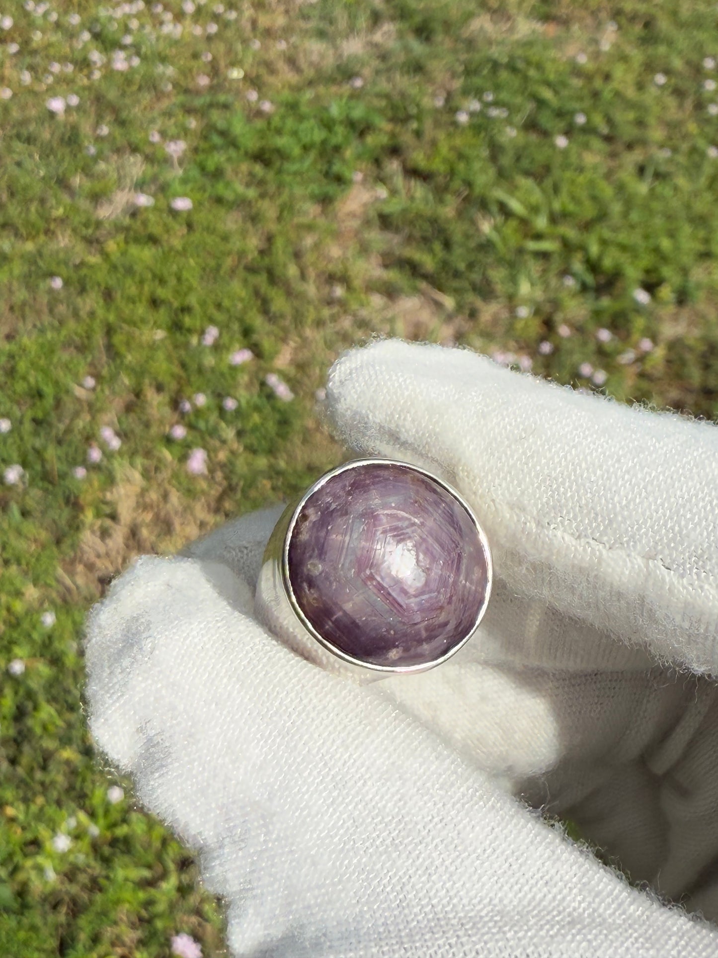 Natural Purple Star Sapphire Sterling Silver Ring – Handmade, Unisex, Size 7.25