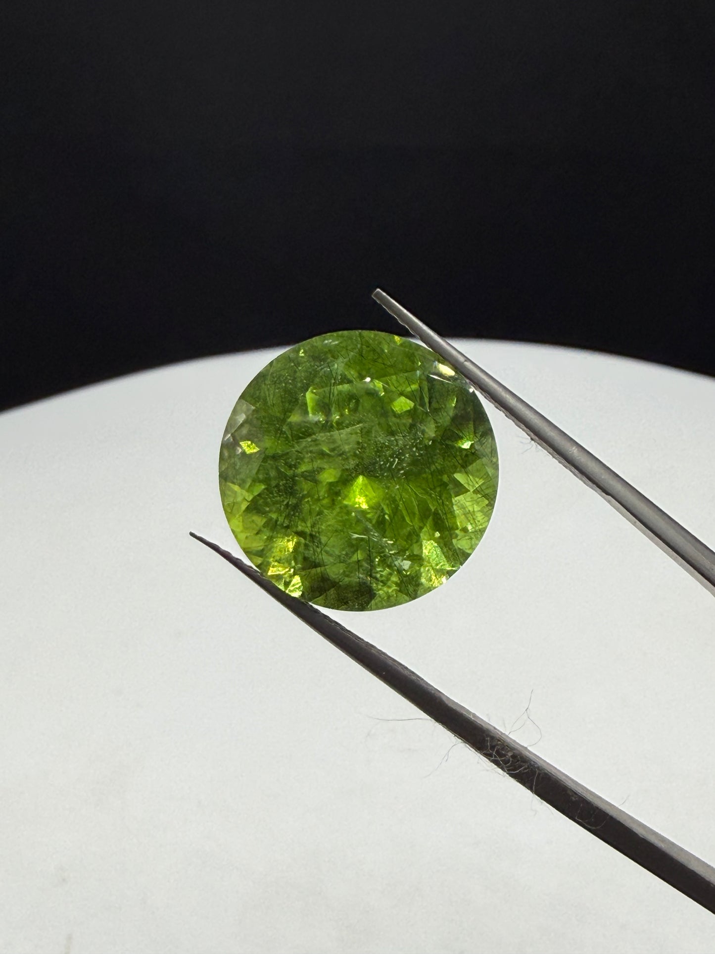Natural 15.36 CT Ludwigite Peridot Round Cut Loose Gemstone | 16x16x10 MM | Rare Inclusions