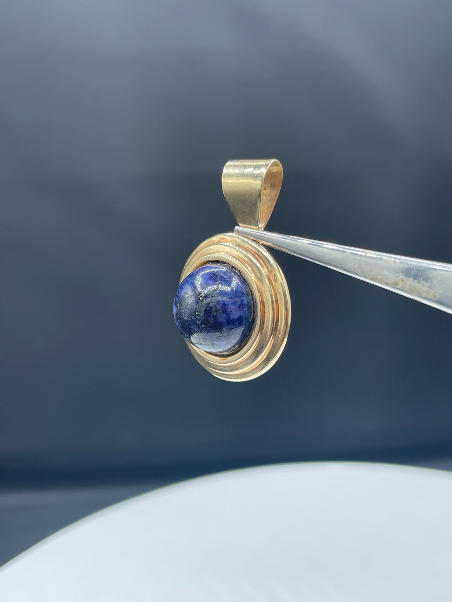 Natural Lapis Lazuli 14k Yellow Gold Pendant