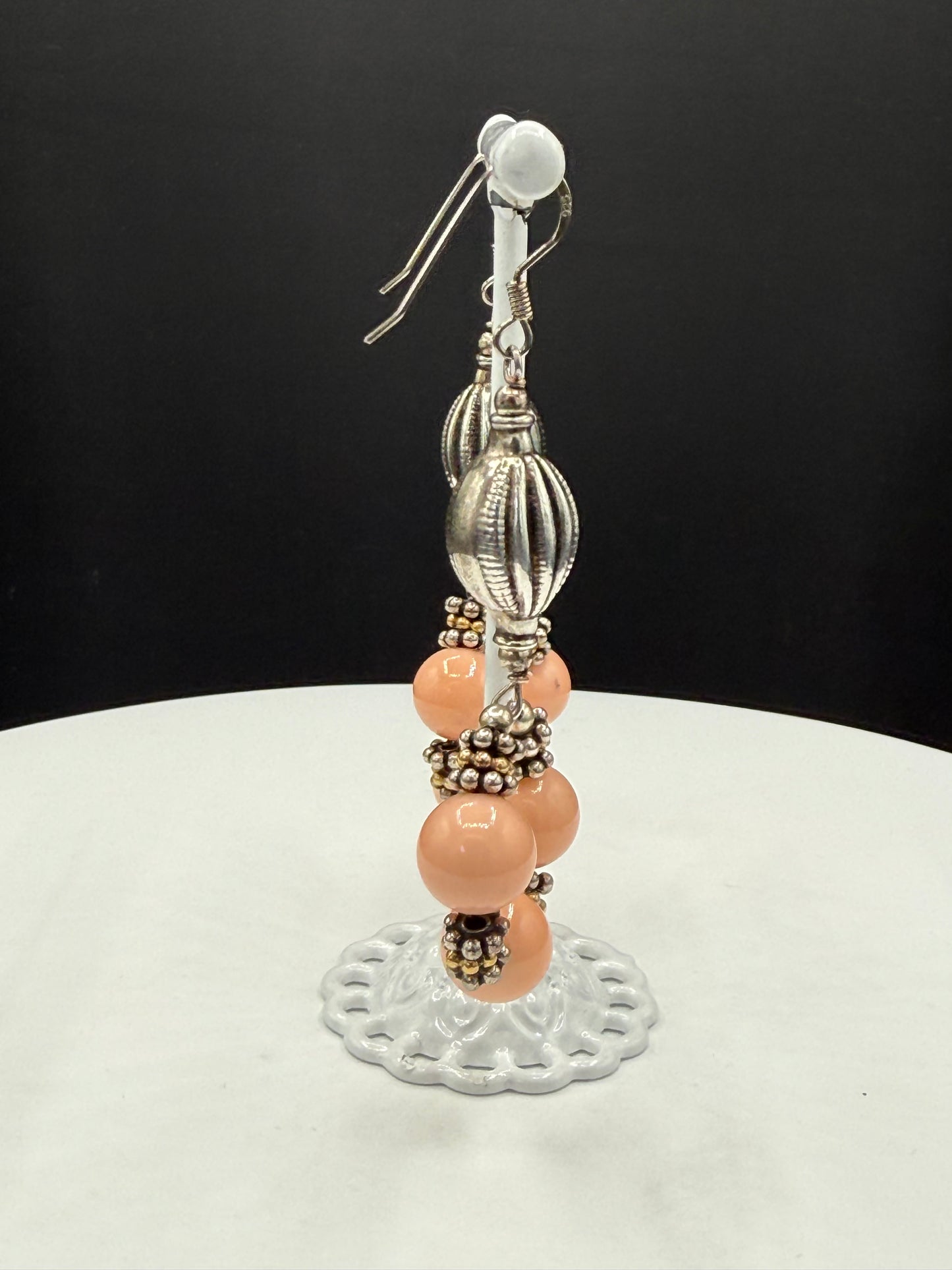 Natural Angel Skin Pink Coral Sterling Silver Dangle Earrings