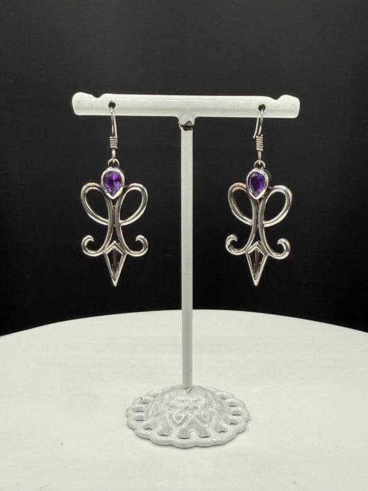 Handmade Natural Amethyst Sterling Silver Dangle Earrings – Designer Earrings