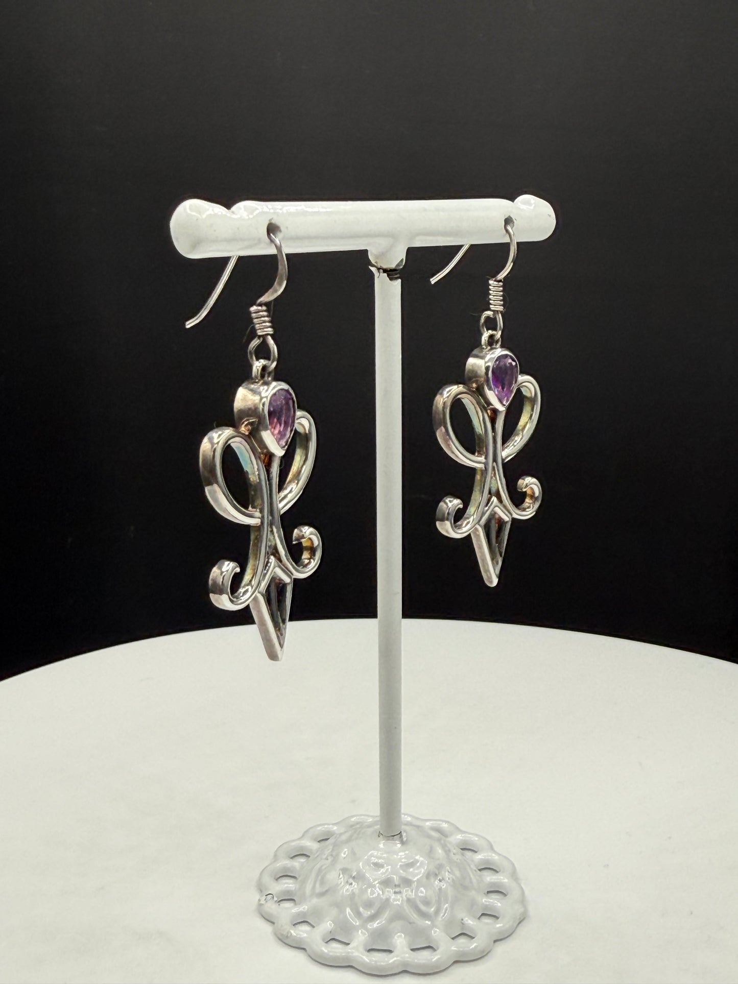 Handmade Natural Amethyst Sterling Silver Dangle Earrings – Designer Earrings