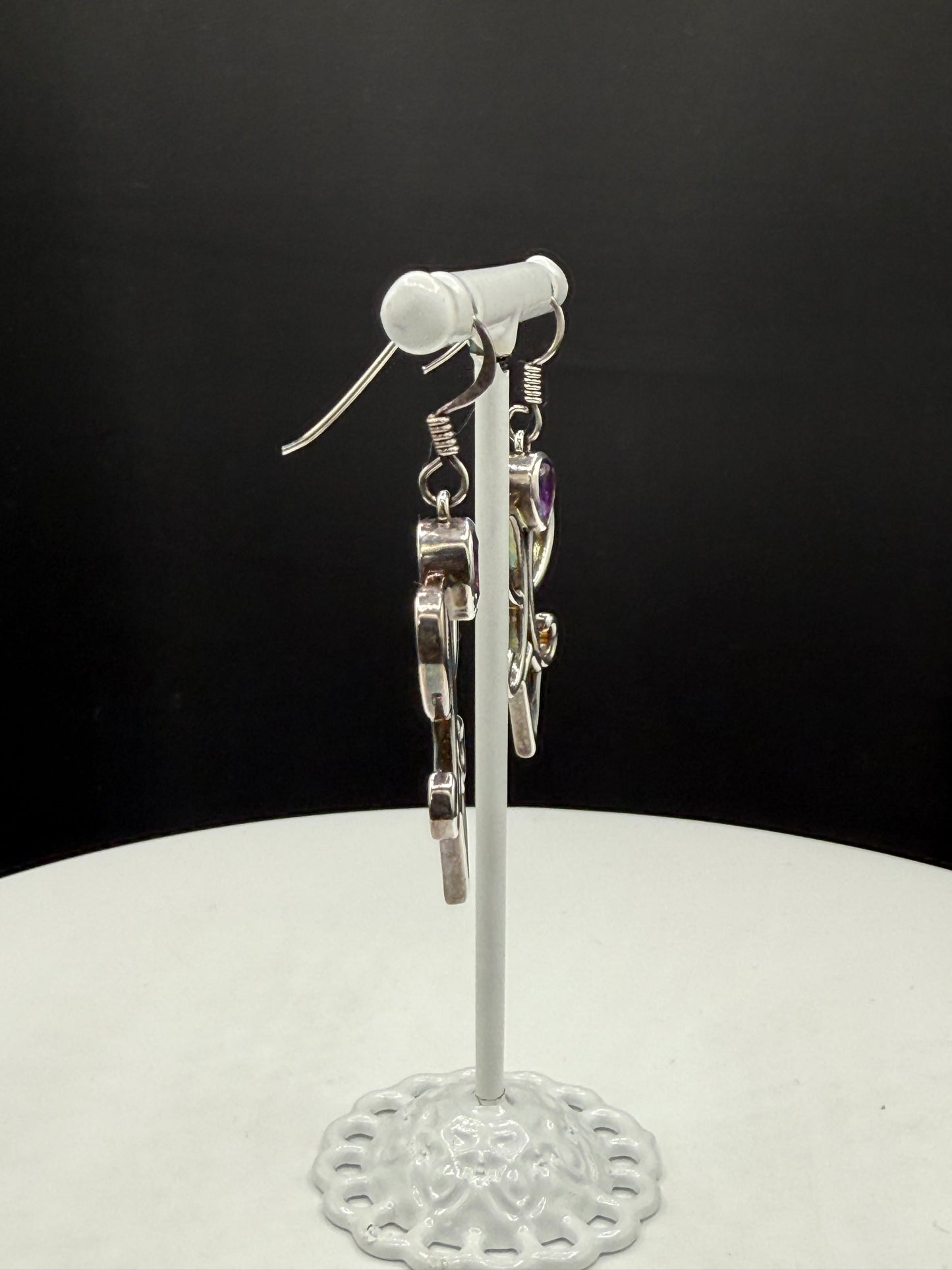 Handmade Natural Amethyst Sterling Silver Dangle Earrings – Designer Earrings
