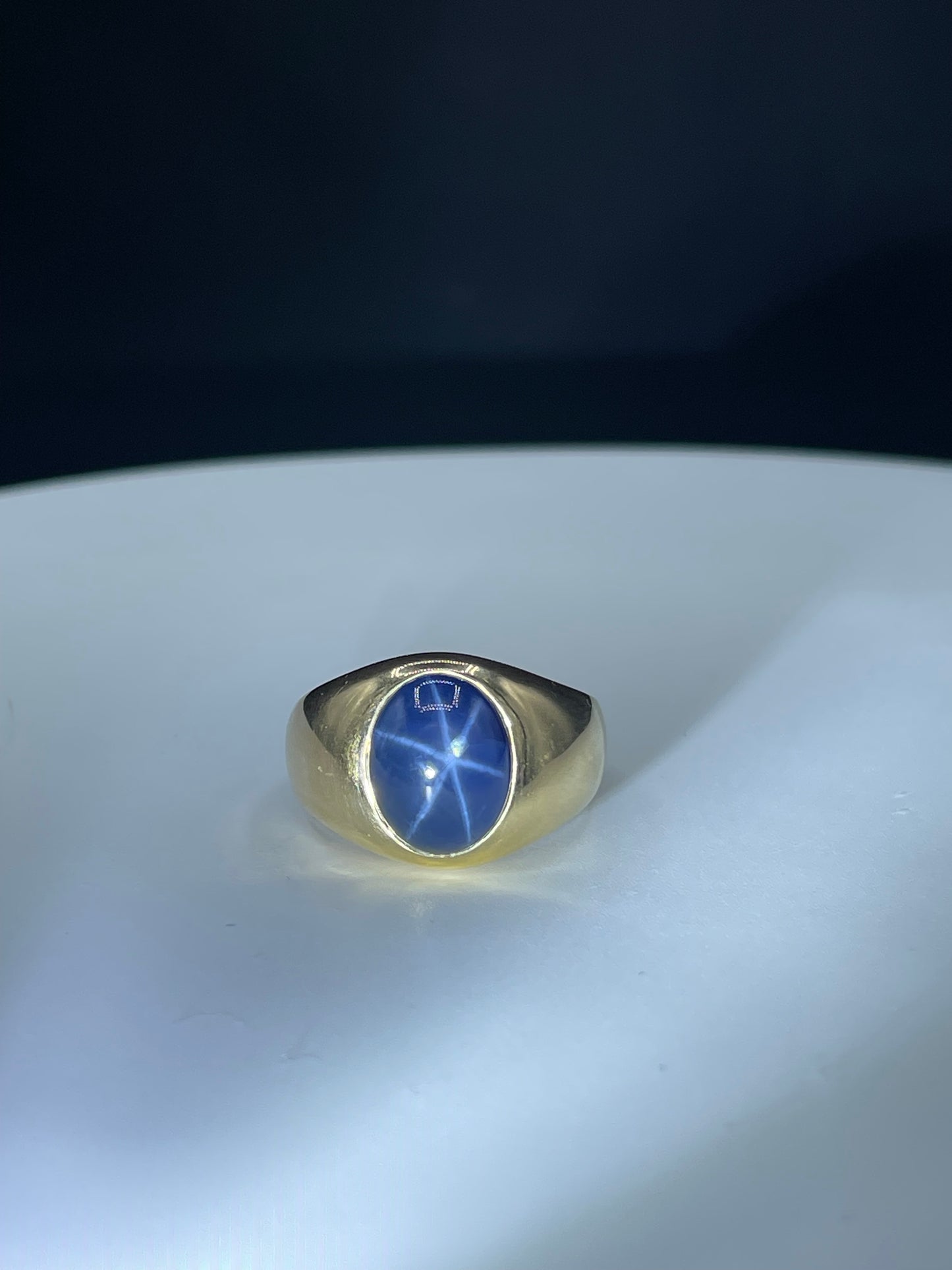 AGL Certified Natural Blue Star Sapphire 14k Yellow Gold Ring - Unisex, Size 10