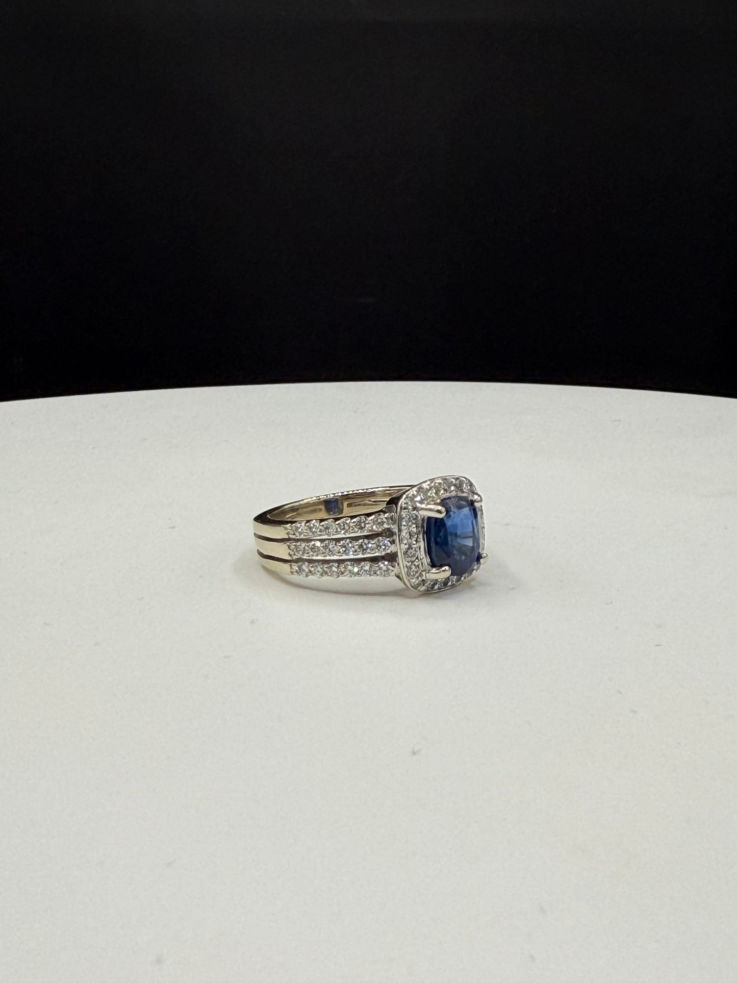 Natural Blue Sapphire & Diamond 14k White Gold Ring – 1.78ct Sapphire, 0.94ct Diamonds, Size 6