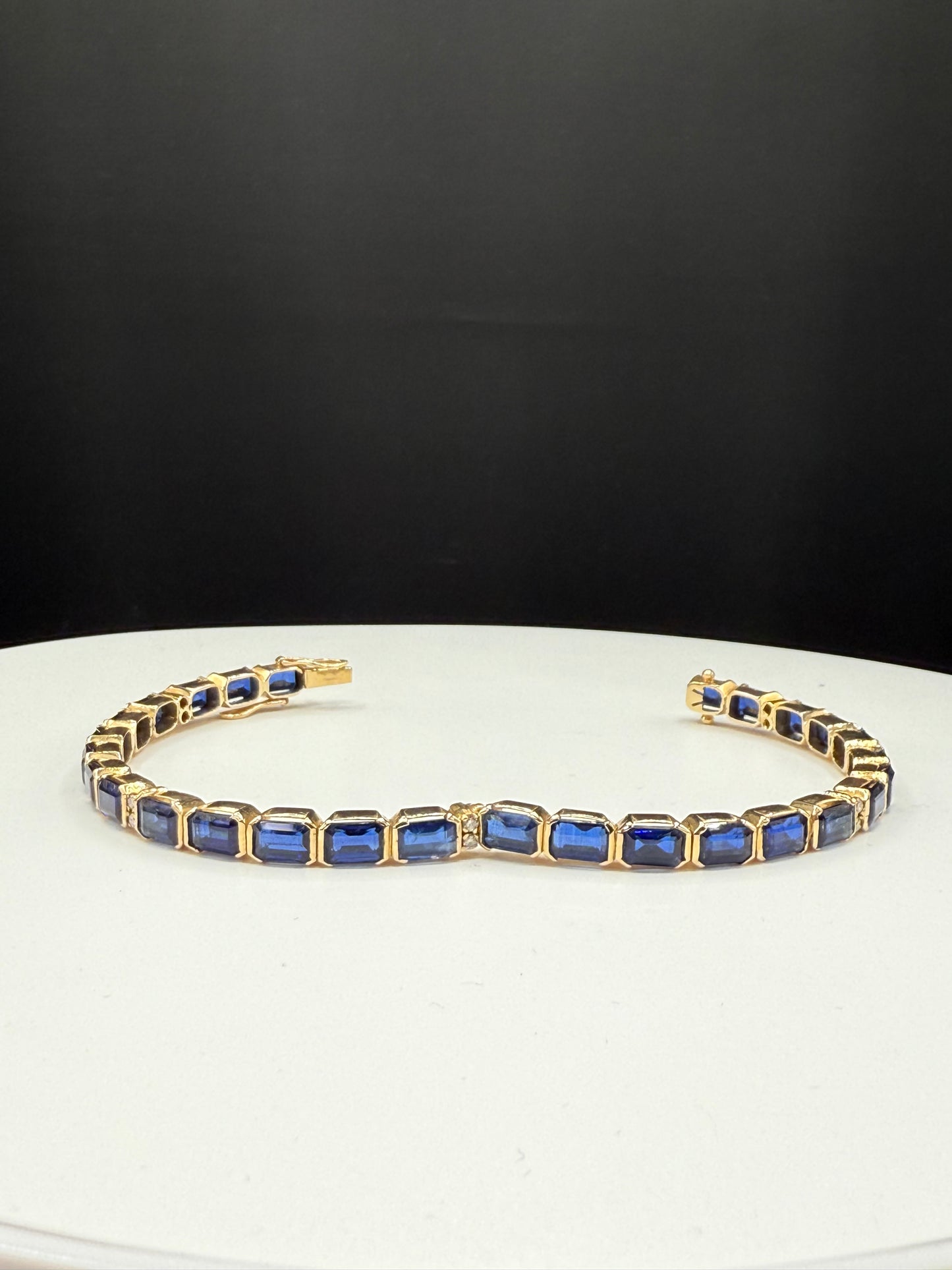 Natural Kyanite & Diamond 18K Yellow Gold Bangle Bracelet