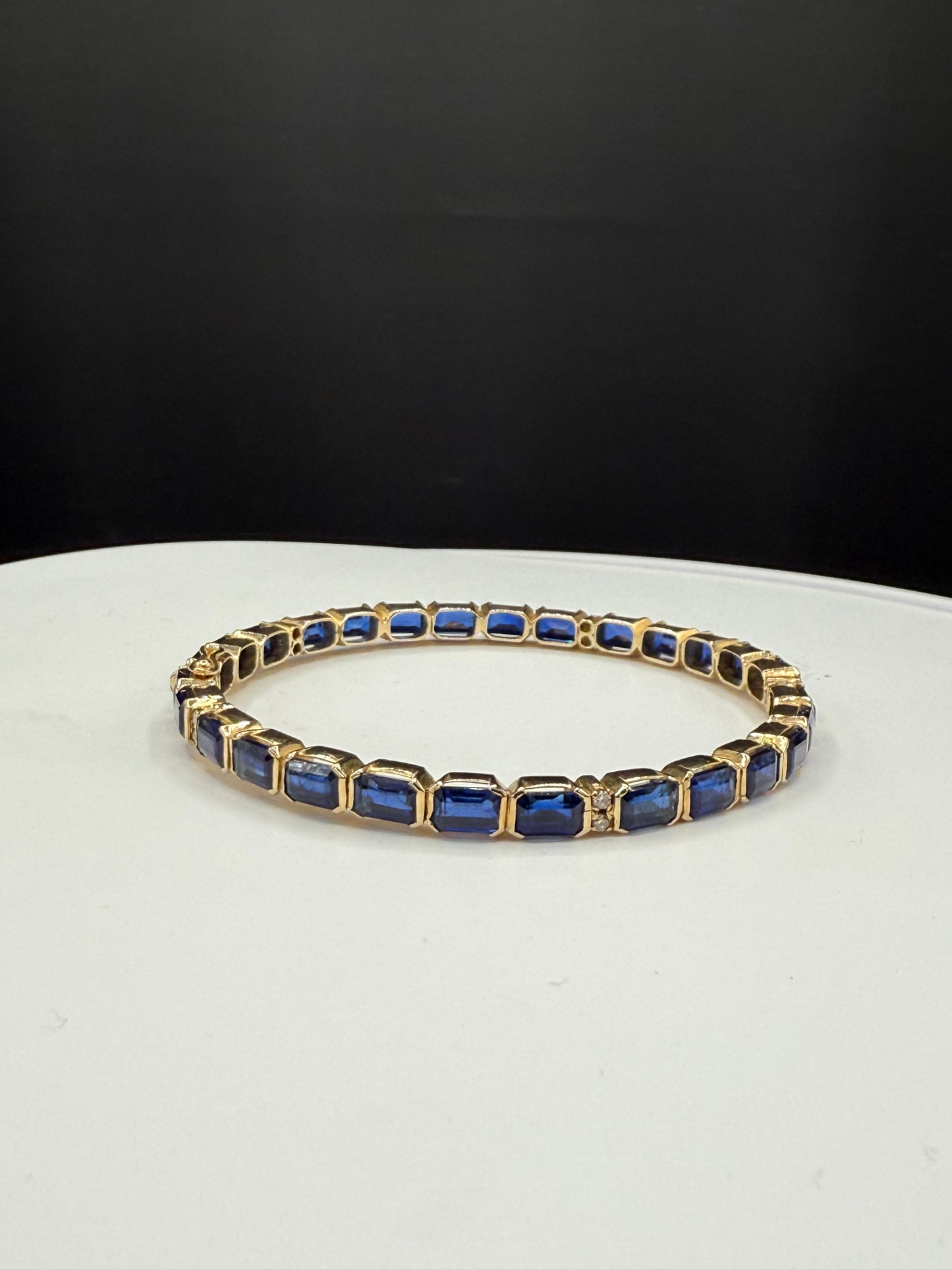 Natural Kyanite & Diamond 18K Yellow Gold Bangle Bracelet
