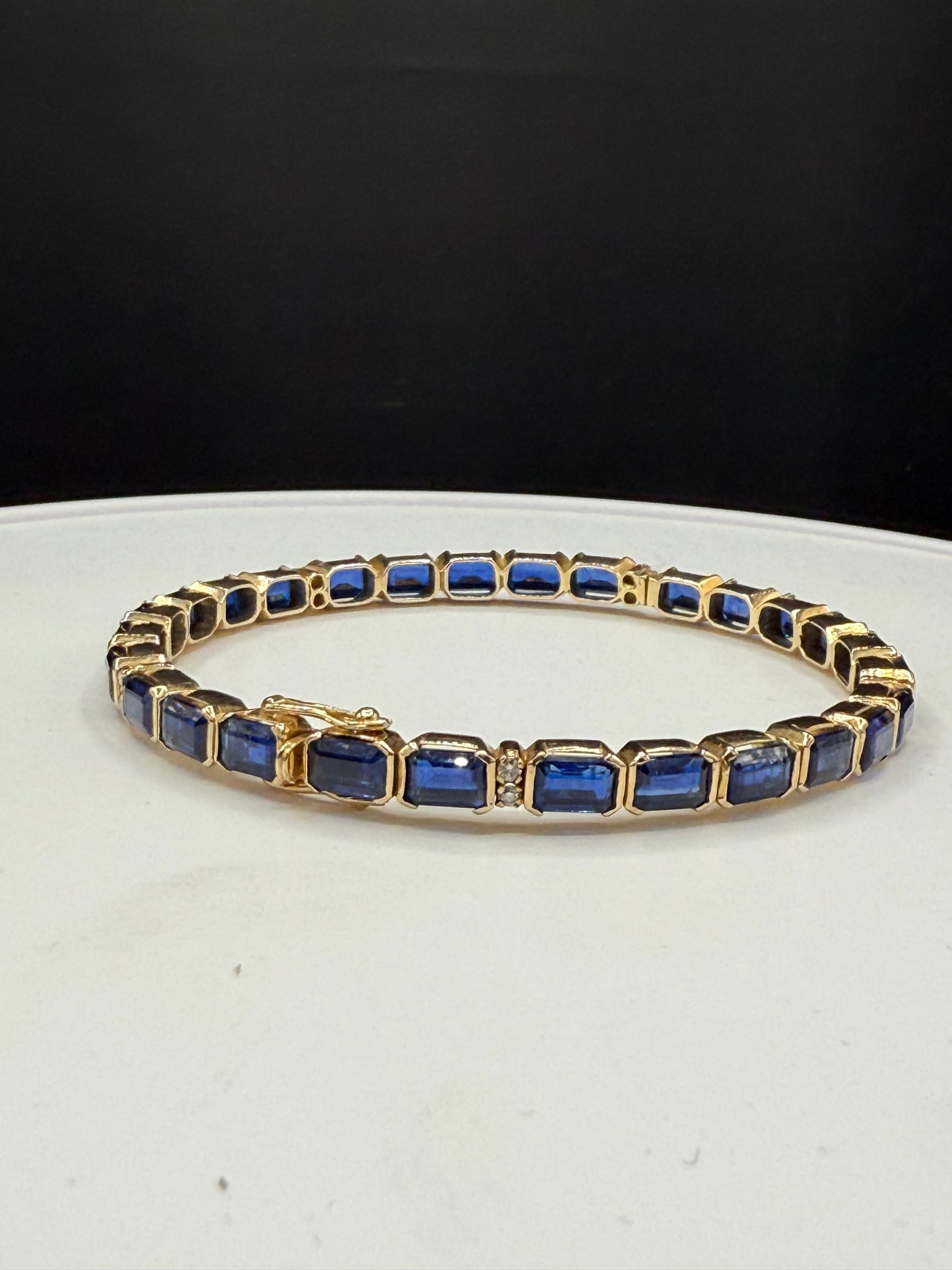 Natural Kyanite & Diamond 18K Yellow Gold Bangle Bracelet
