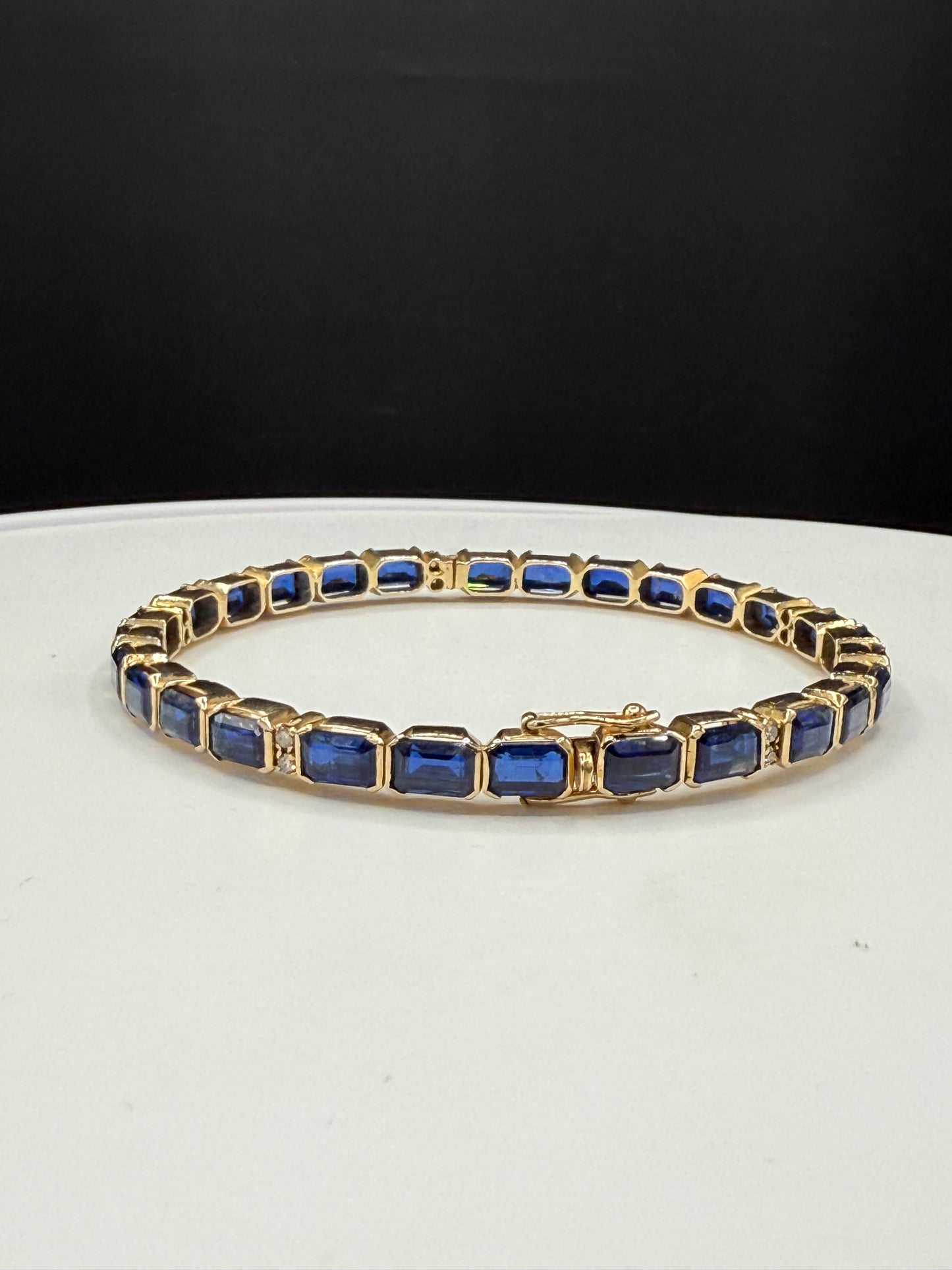 Natural Kyanite & Diamond 18K Yellow Gold Bangle Bracelet