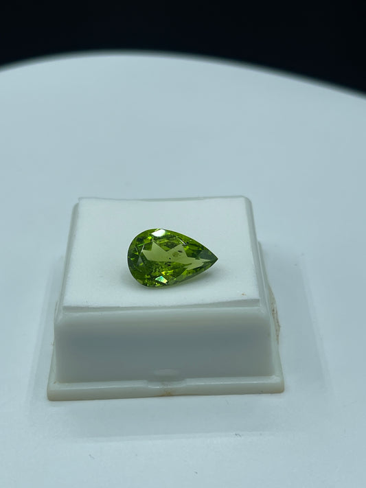 5.72 Carat Vivid Natural Peridot Pear Cut Gemstone | Top Color, 15x10x6 MM