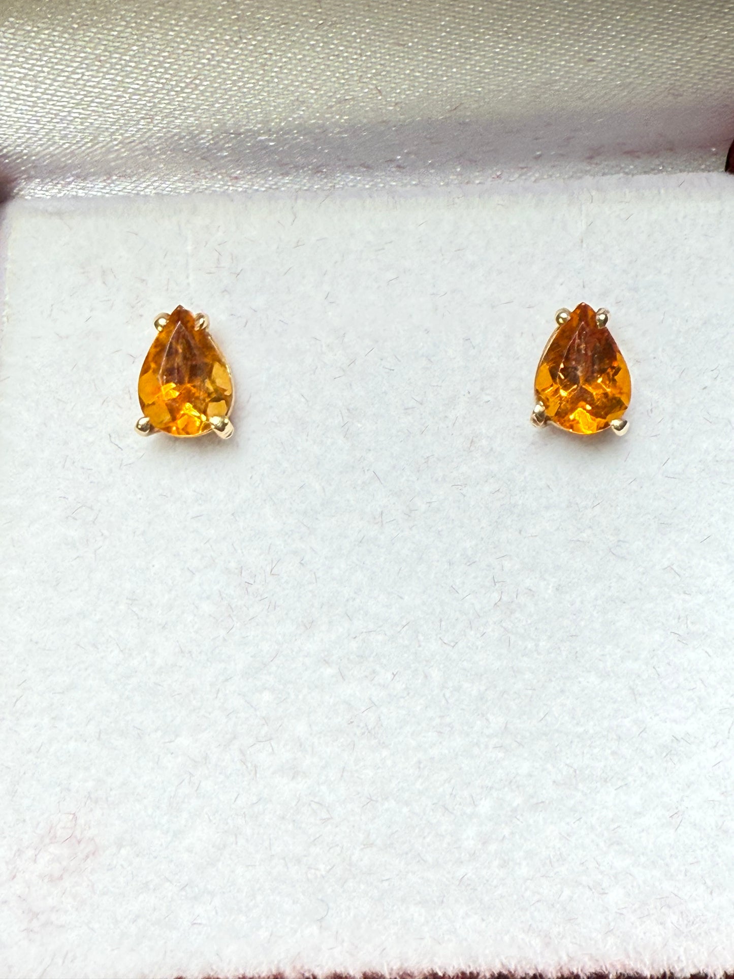 Natural Citrine Pear Cut 14k Yellow Gold Stud Earrings | 1.25 CTW