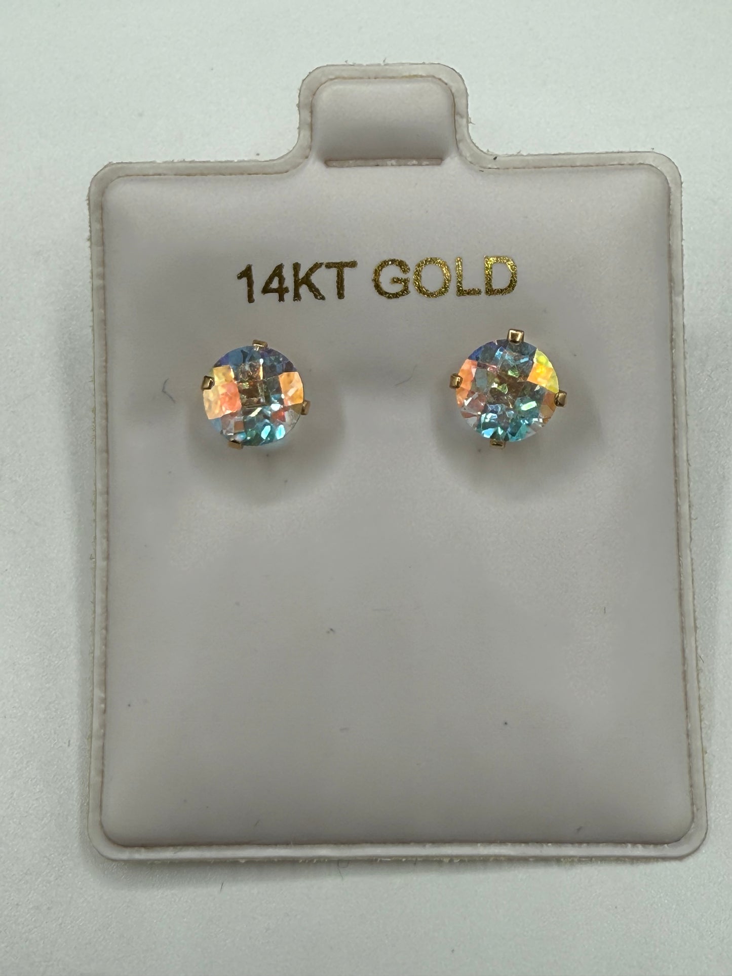 Mercury Mystic Topaz 14k Yellow Gold Stud Earrings