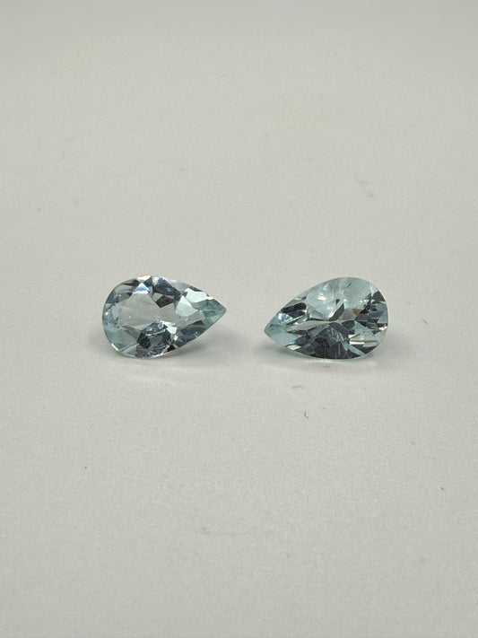 2.04 Carat Natural Aquamarine Pear Cut Matching Loose Gemstones | 9x6MM