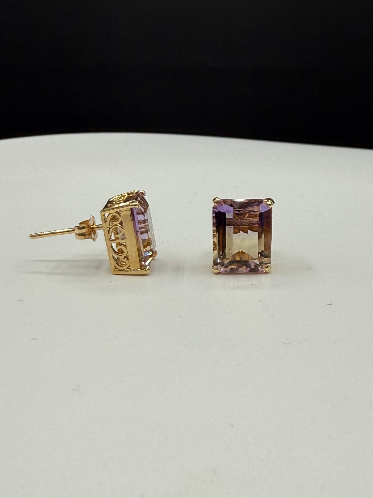 Natural Bolivian Ametrine Earrings 14k Yellow Gold