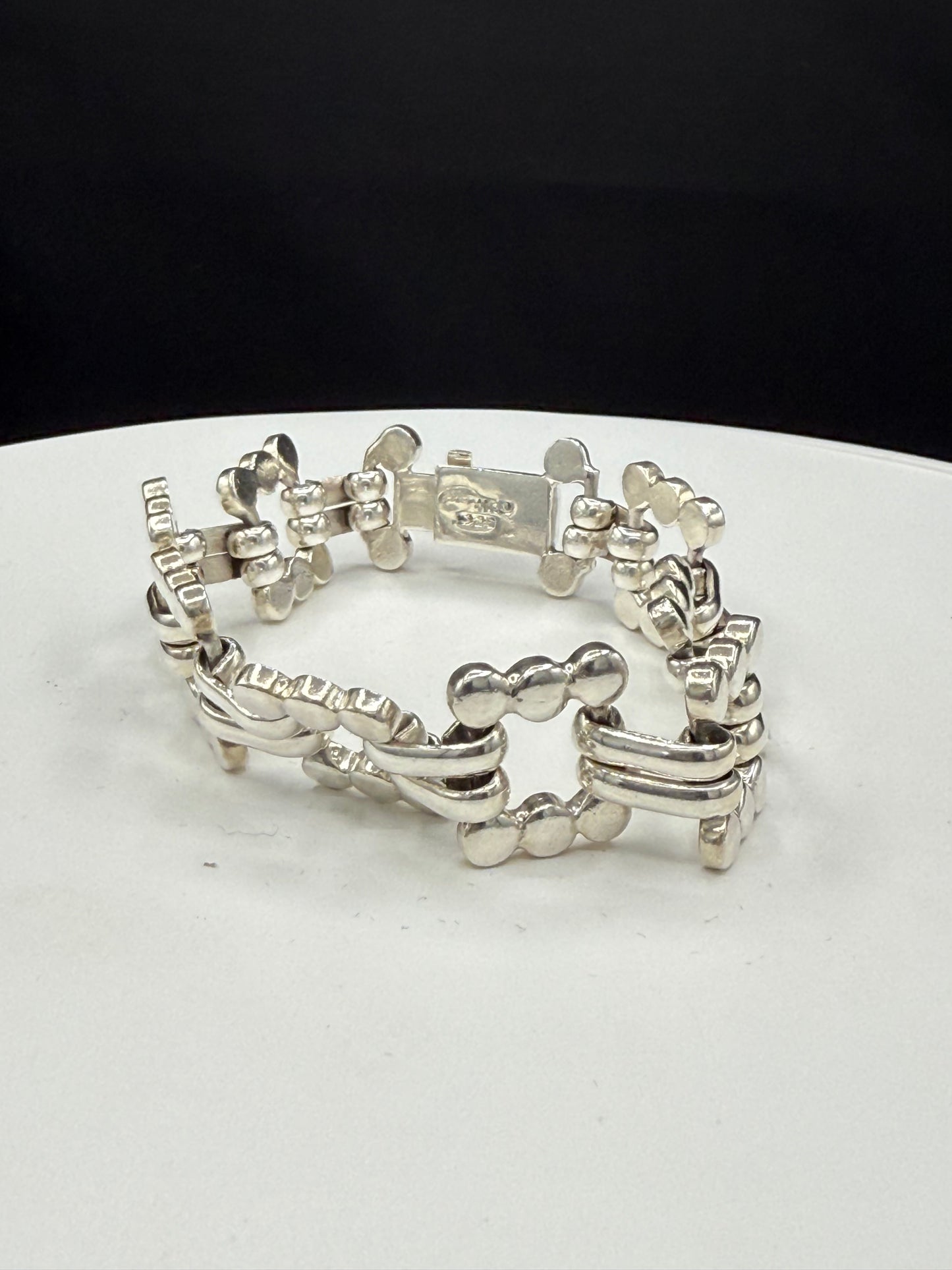 Handmade Sterling Silver Link Bracelet 925 Mexico | 45g Heavy Unisex Statement Jewelry