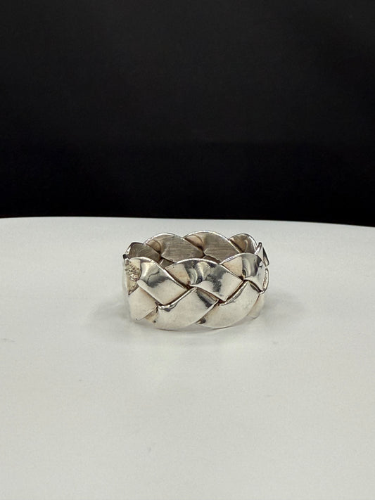 Solid 925 Sterling Silver Braided Ring | Unisex Size 10
