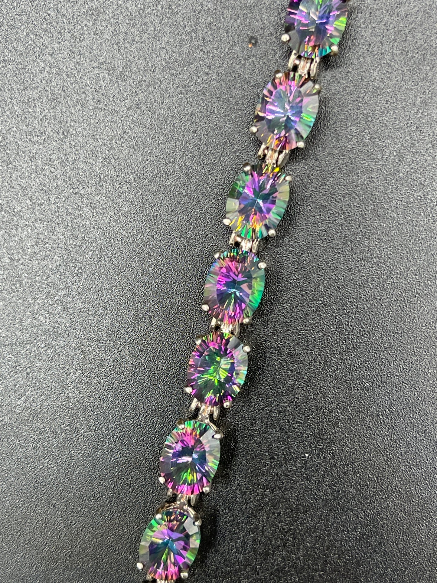 40 Carat Mystic Topaz Laser Cut Sterling Silver Bracelet