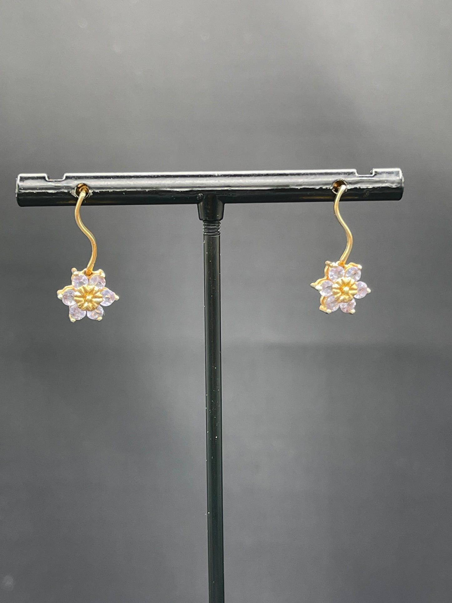 1 Carat Natural Tanzanite Floral 14k Yellow Gold Dangle Earrings