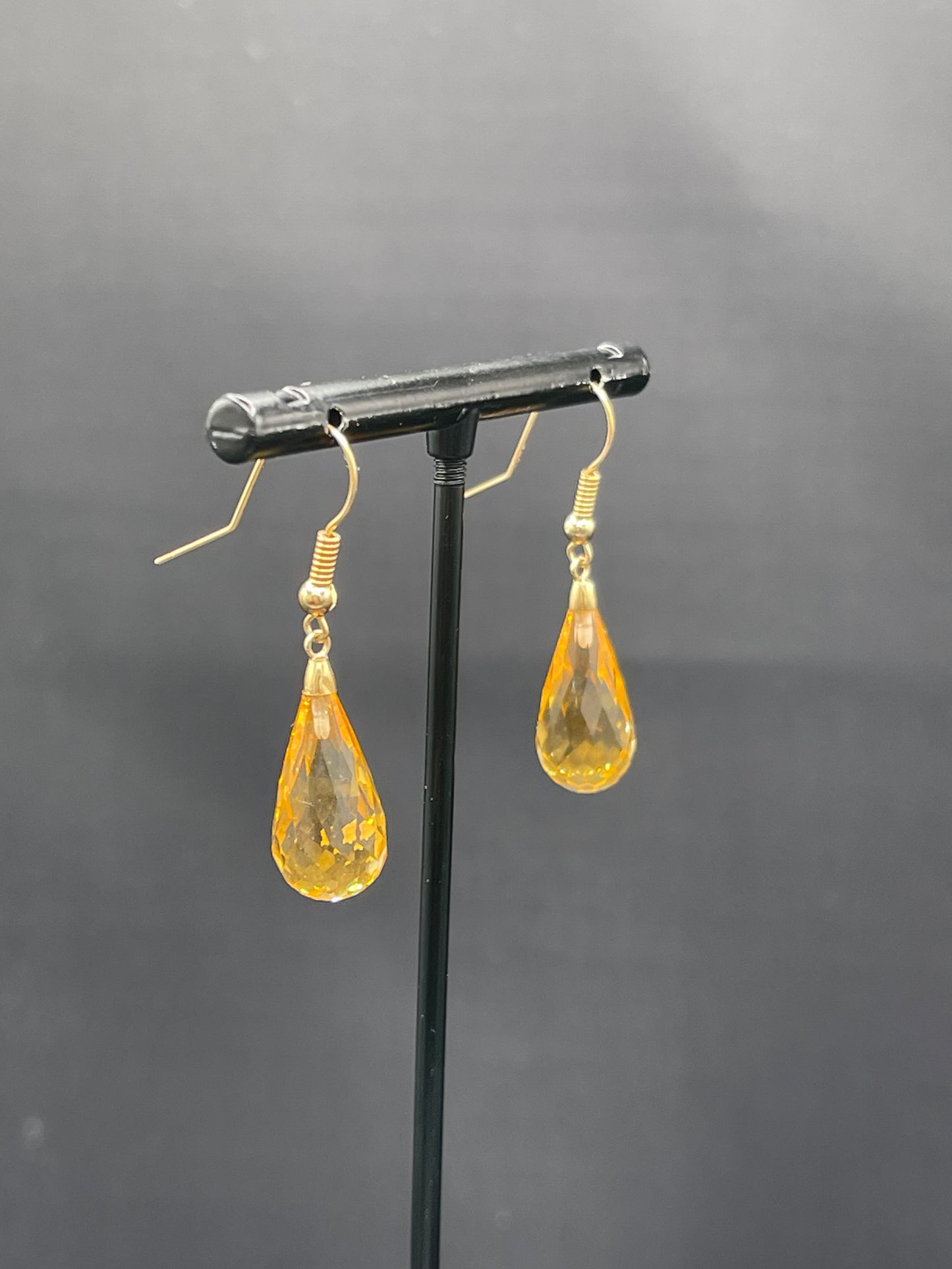 Natural Citrine Briolette 14k Yellow Gold Dangle Earrings