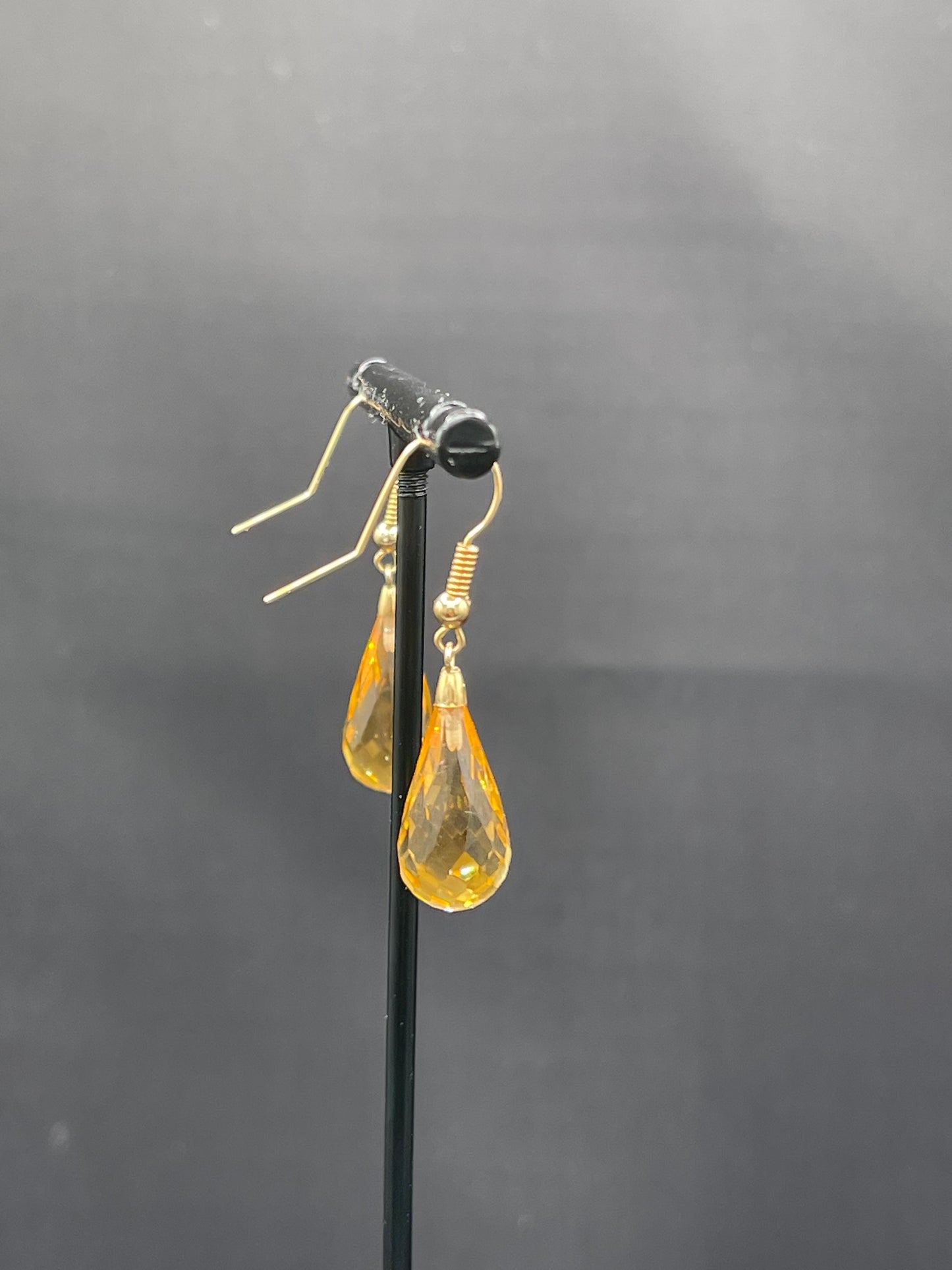 Natural Citrine Briolette 14k Yellow Gold Dangle Earrings