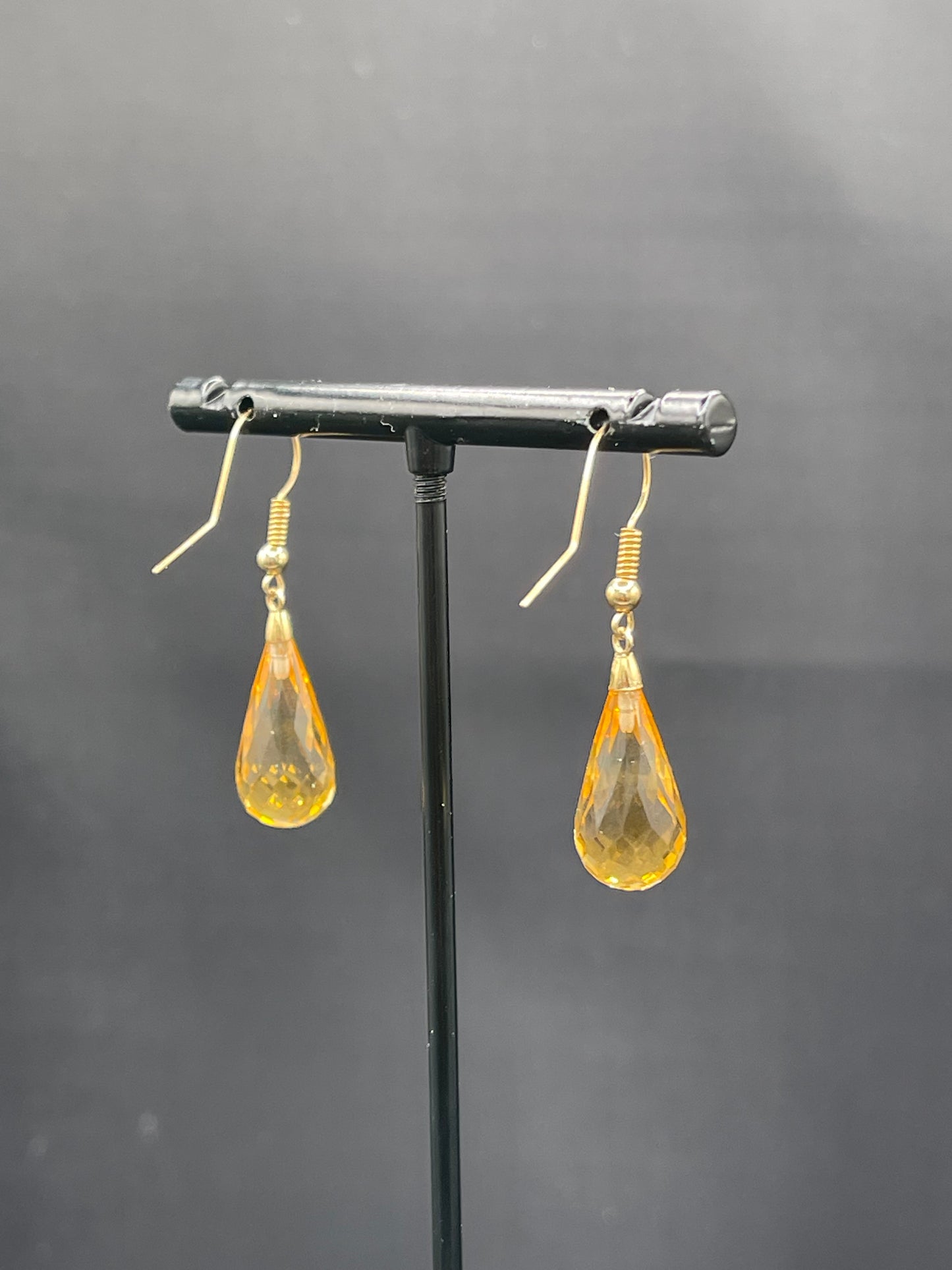 Natural Citrine Briolette 14k Yellow Gold Dangle Earrings