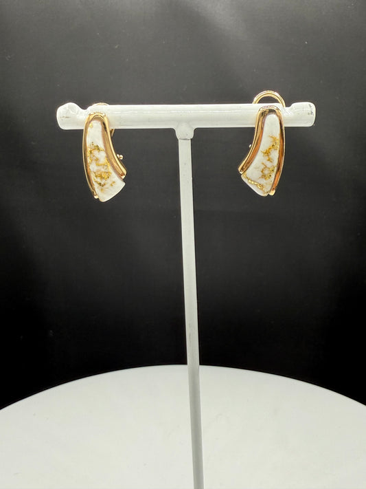 Natural Alaskan Gold Quartz Earrings – 14k Yellow Gold Lever Backs | Handmade by Orocal | Vintage Earrings